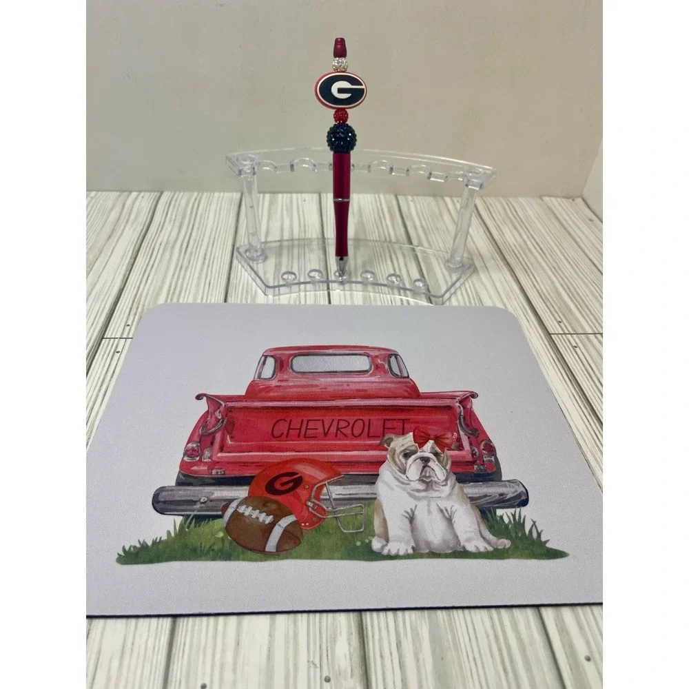 Georgia Bulldogs Computer / Laptop Mouse Pad And Beaded Pen Set